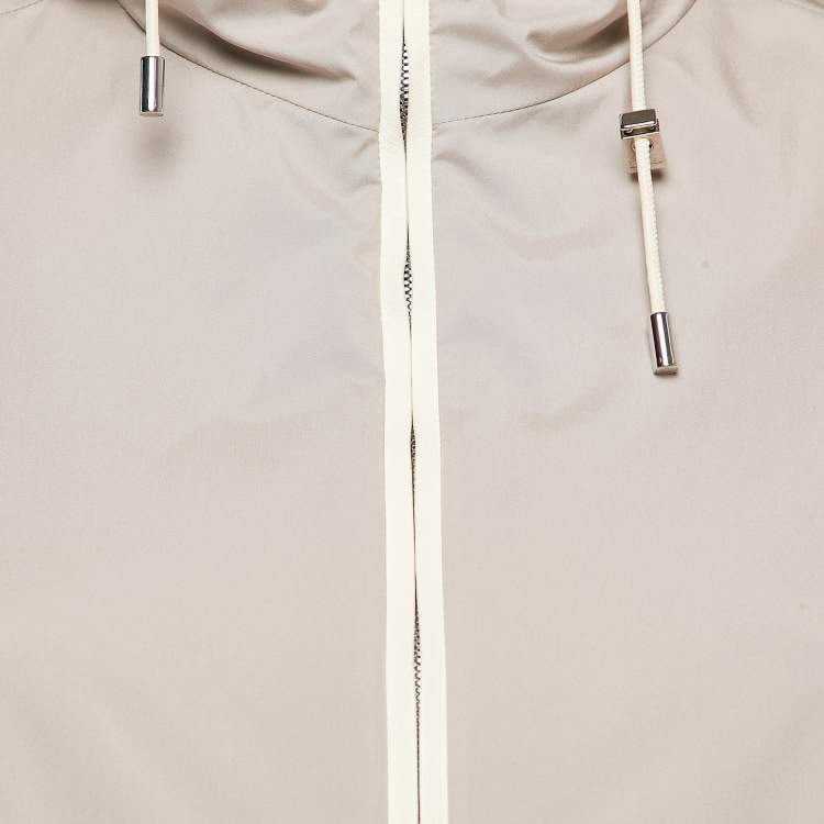 Pre Owned Loro Piana Beige Synthetic Zip-Up Strom System Reversible Hoodie Jacket M