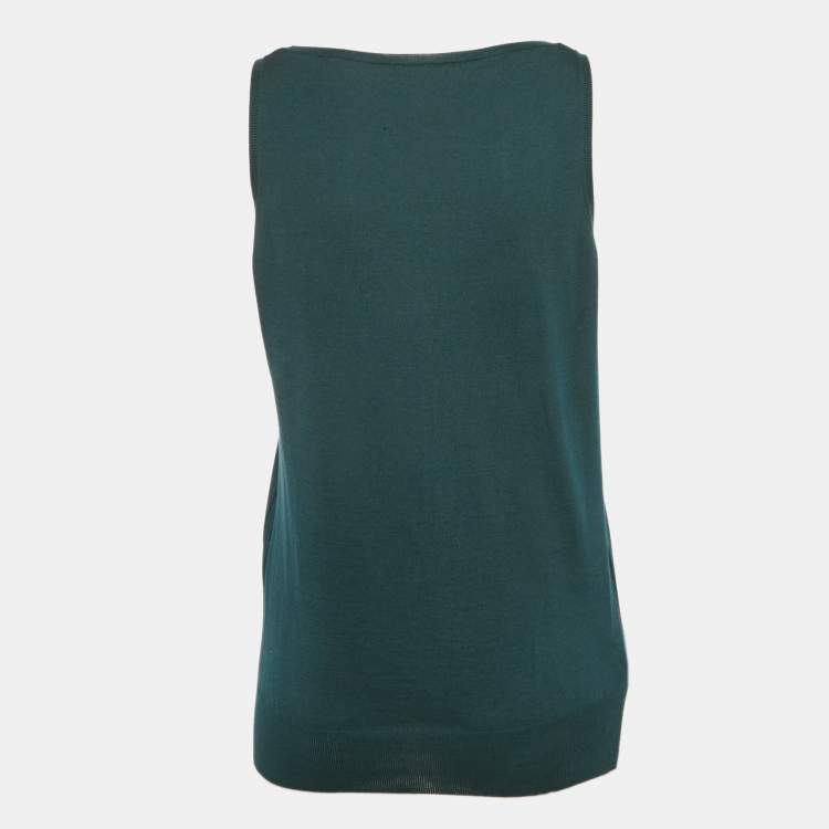 Pre Owned Loro Piana Blue Silk Blend Knit Sleeveless Top M
