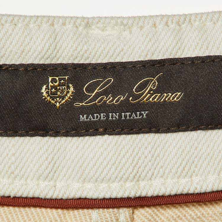 Pre Owned Loro Piana Ecru Denim Releigh Straight Fit Trousers S/Waist 28"