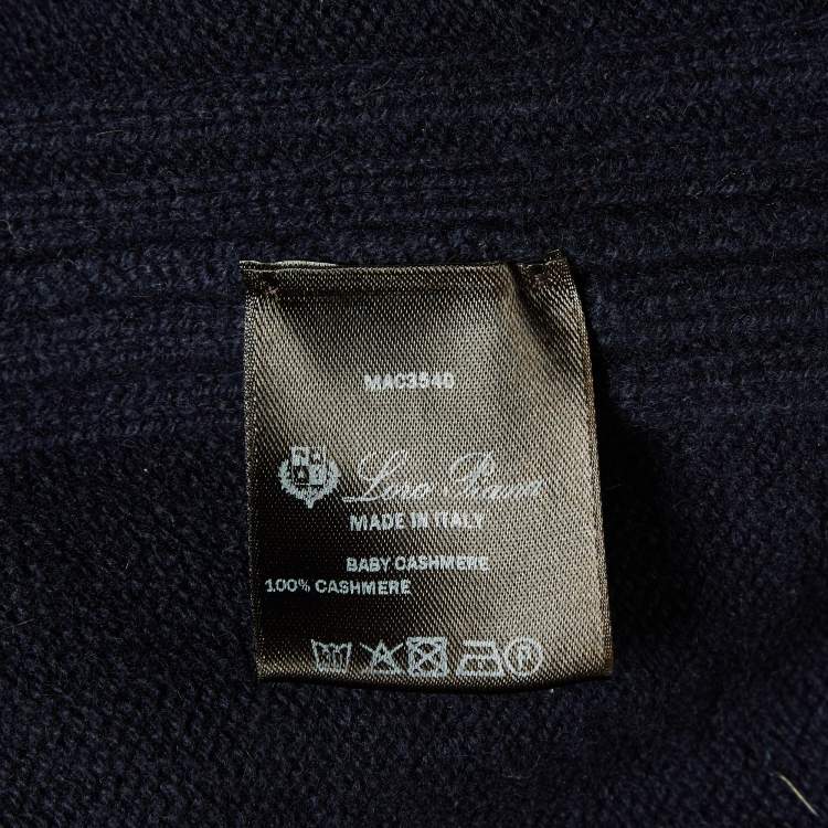 Pre Owned Loro Piana Navy Blue Cashmere Long Sleeve Turtle Neck Sweater XS