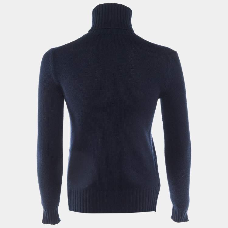 Pre Owned Loro Piana Navy Blue Cashmere Long Sleeve Turtle Neck Sweater XS