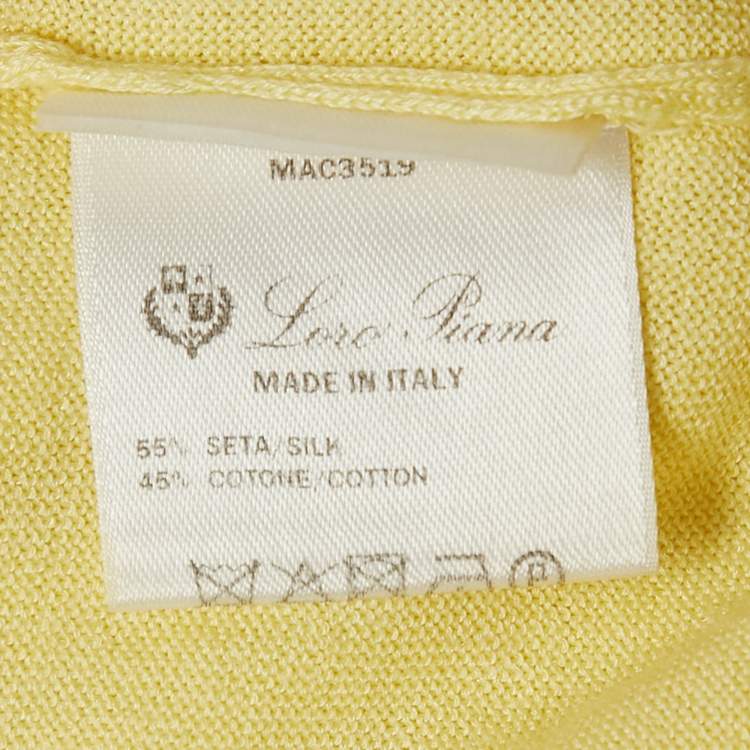 Pre Owned Loro Piana Yellow Silk Blend Boat Neck Pullover S