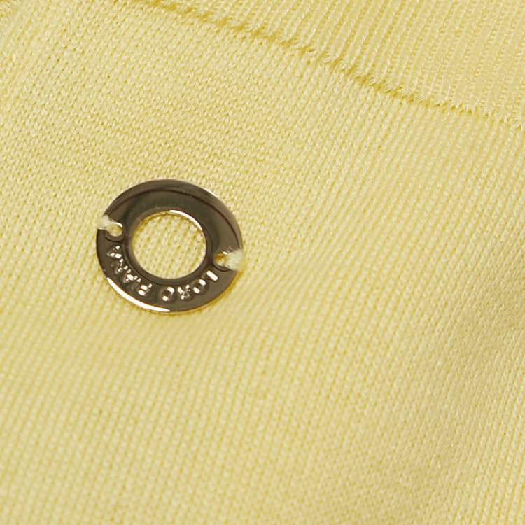 Pre Owned Loro Piana Yellow Silk Blend Boat Neck Pullover S
