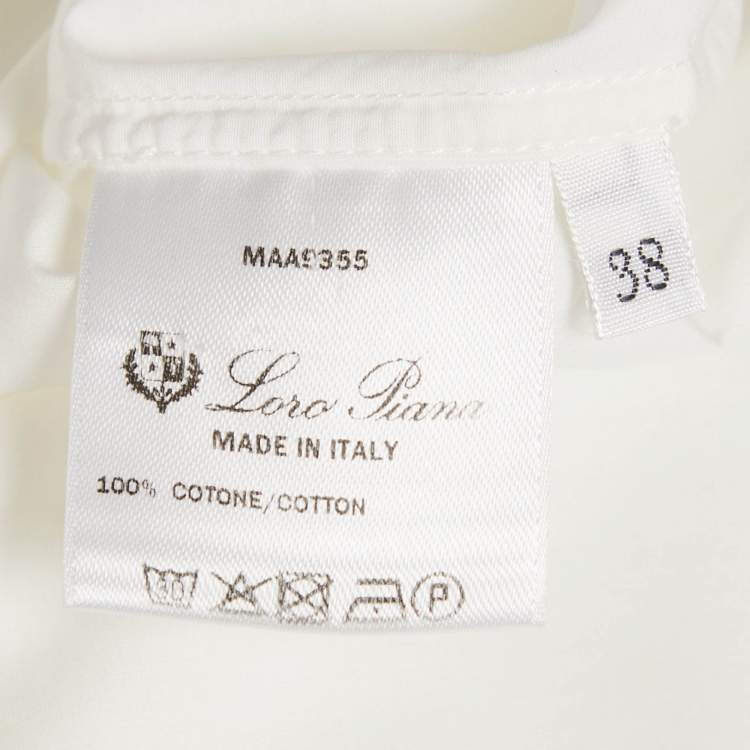 Pre Owned Loro Piana White Cotton Button Front Blouse S