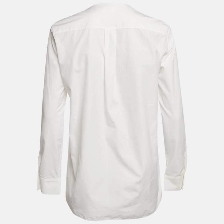 Pre Owned Loro Piana White Cotton Button Front Blouse S