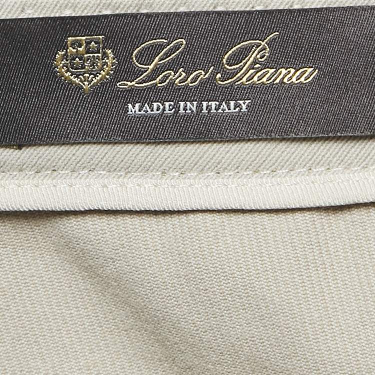 Pre Owned Loro Piana Grey Cotton Slim Fit Trousers M