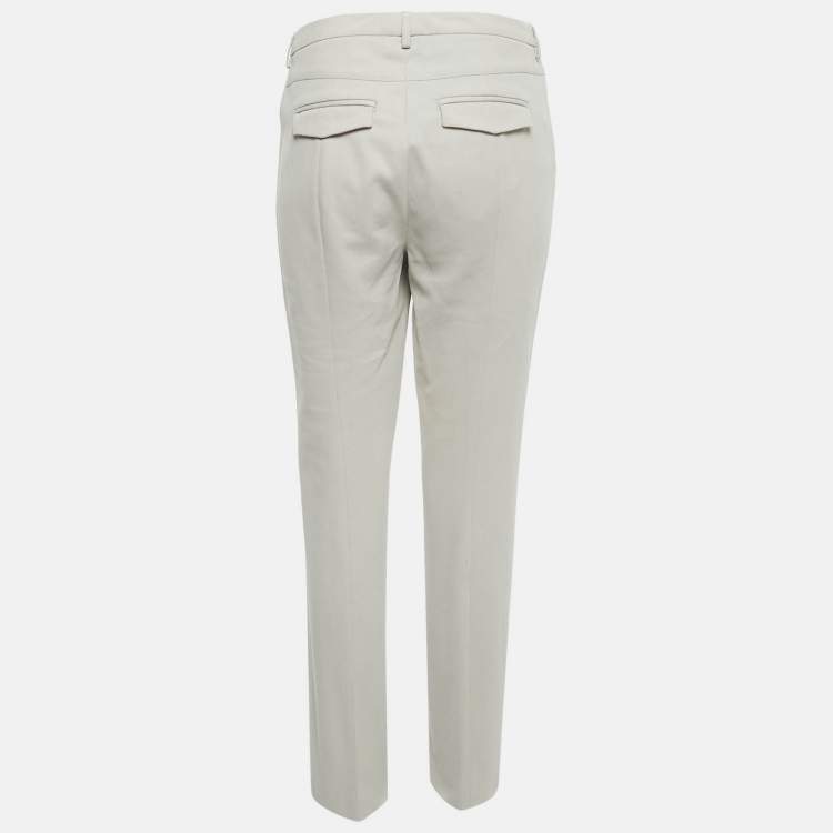Pre Owned Loro Piana Grey Cotton Slim Fit Trousers M