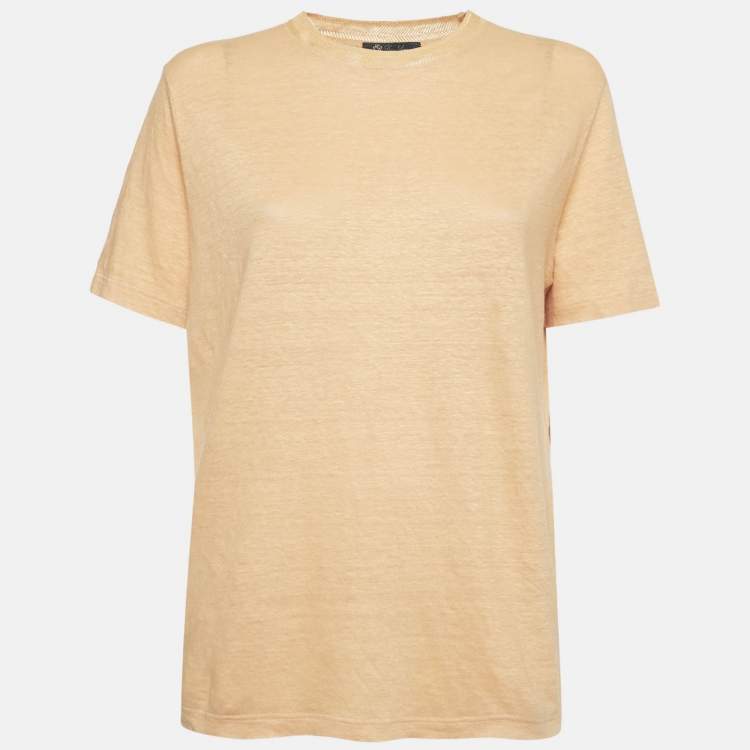 Pre Owned Loro Piana Yellow Linen Jersey Crewneck T-Shirt M