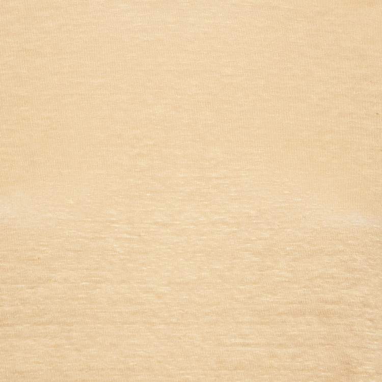 Pre Owned Loro Piana Yellow Linen Jersey Crewneck T-Shirt M