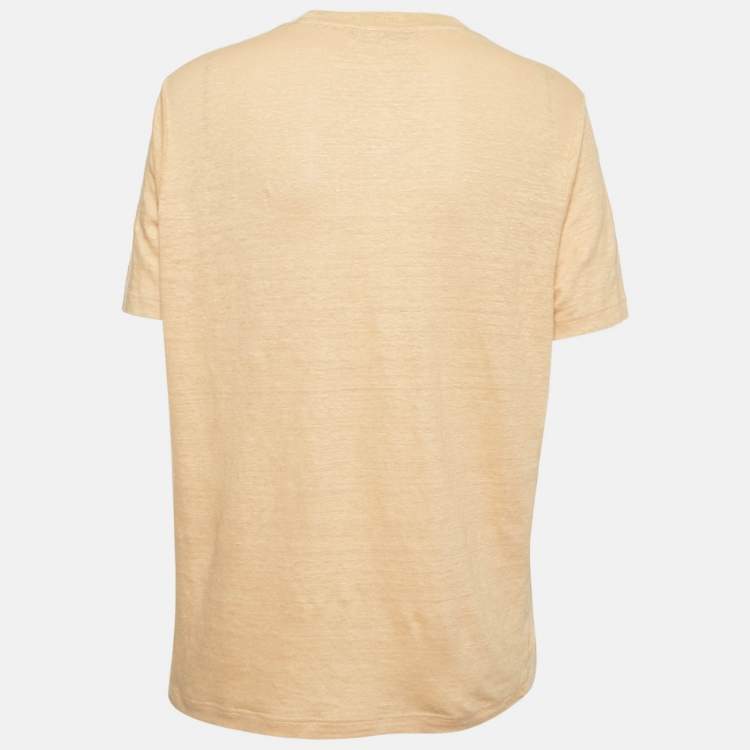 Pre Owned Loro Piana Yellow Linen Jersey Crewneck T-Shirt M