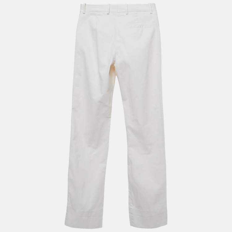 Pre Owned Loro Piana Off White Cotton Trousers S