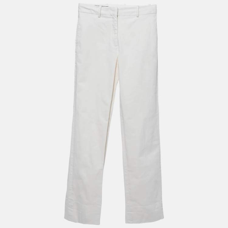 Pre Owned Loro Piana Off White Cotton Trousers S