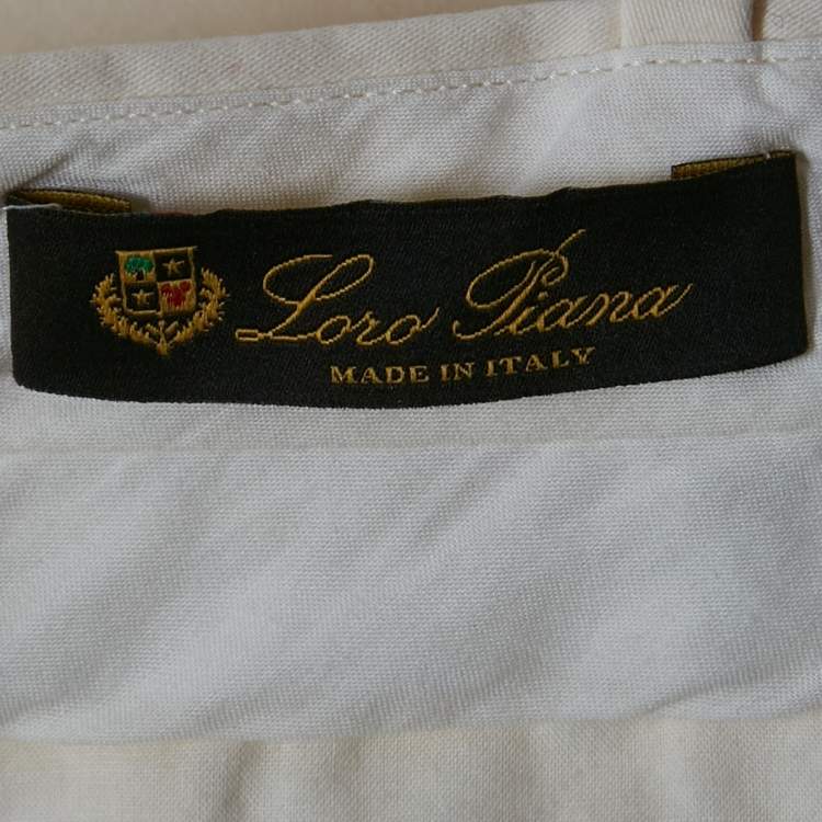 Pre Owned Loro Piana Off White Cotton Trousers S