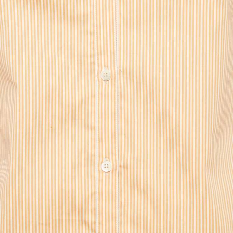 Pre Owned Loro Piana Orange Striped Cotton Blend Shirt S
