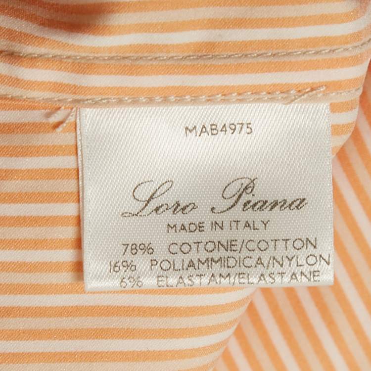 Pre Owned Loro Piana Orange Striped Cotton Blend Shirt S