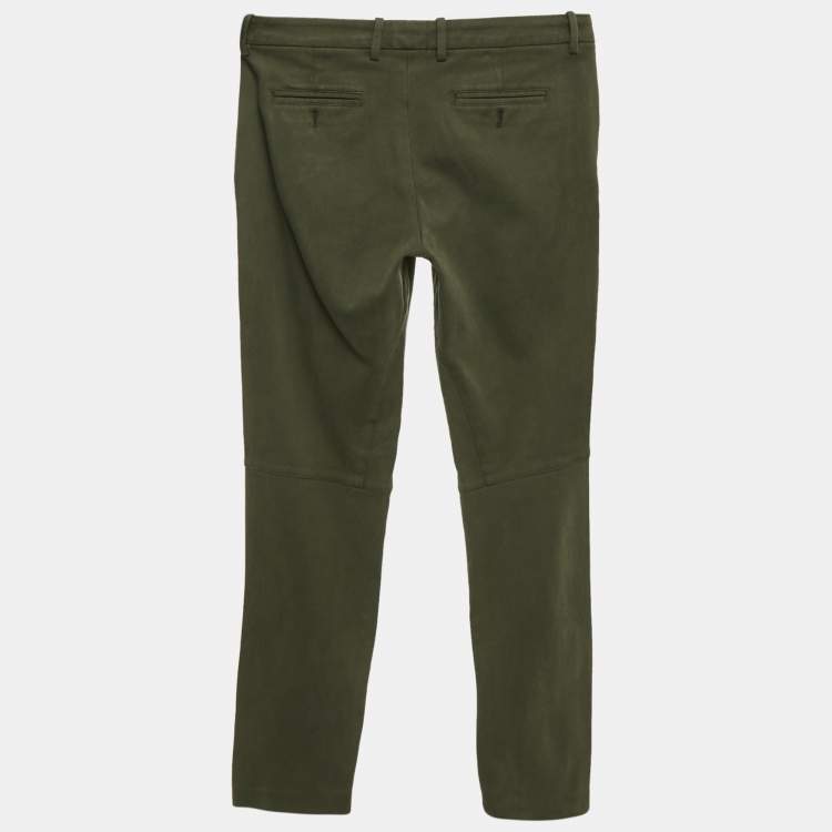 Pre Owned Loro Piana Khaki Green Stretch Cotton Skinny Jeggings M