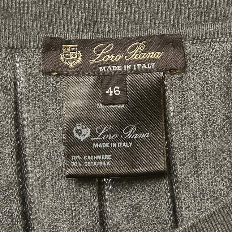 Pre Owned Loro Piana Grey Pleated Cashmere Knit Maxi Skirt L