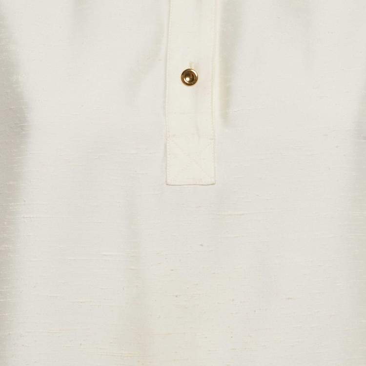 Pre Owned Loro Piana Cream Dupion Silk Jadyn Blouse S