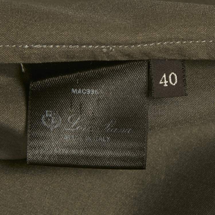Pre Owned Loro Piana Olive Green Silk Carissa Tuxedo Shirt S
