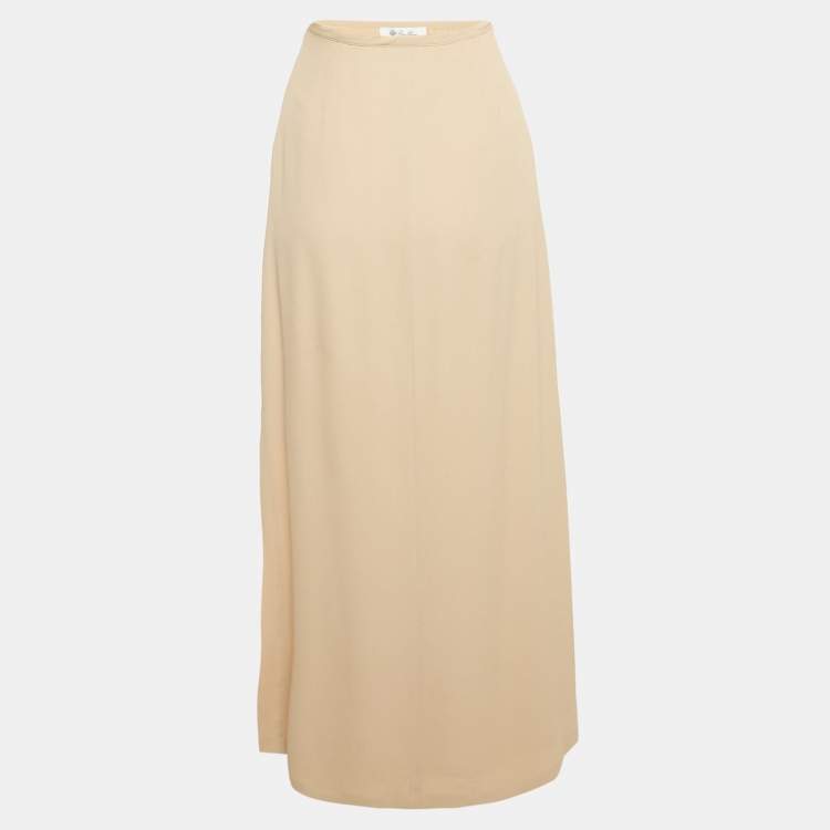 Pre Owned Loro Piana Beige Silk Maxi Skirt S