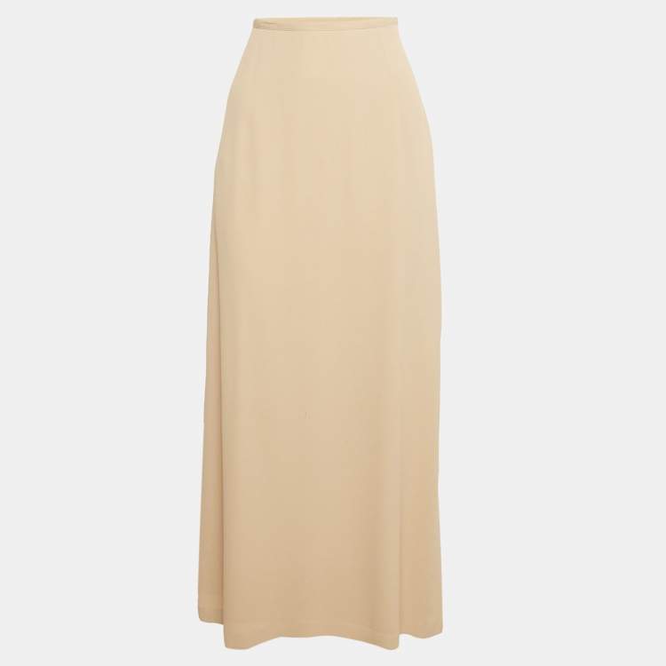 Pre Owned Loro Piana Beige Silk Maxi Skirt S