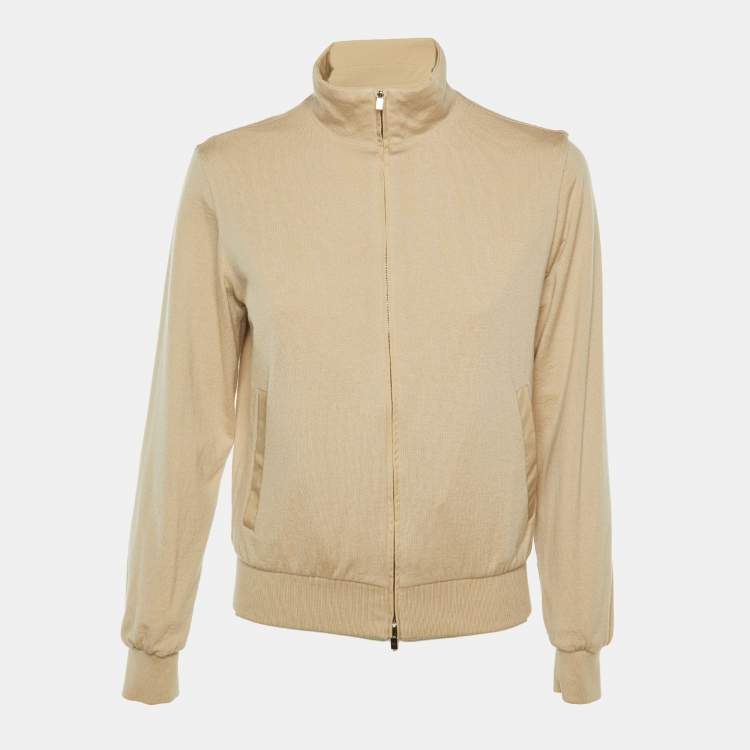 Pre Owned Loro Piana Beige Nylon & Cashmere Reversible Storm System Bomber Jacket XS
