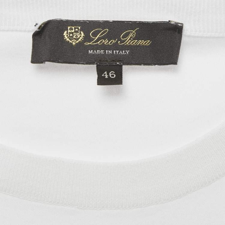 Pre Owned Loro Piana White Cotton Crew Neck T-Shirt L