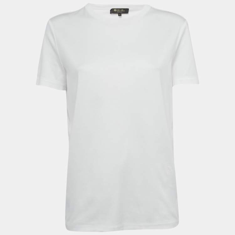 Pre Owned Loro Piana White Cotton Crew Neck T-Shirt L