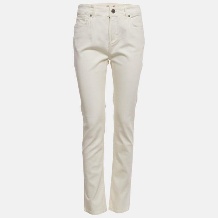 Pre Owned Loro Piana Off White Denim Skinny Fit Jeans M Waist 32"