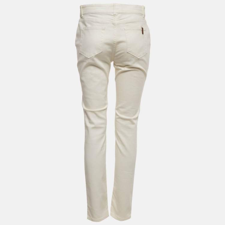 Pre Owned Loro Piana Off White Denim Skinny Fit Jeans M Waist 32"