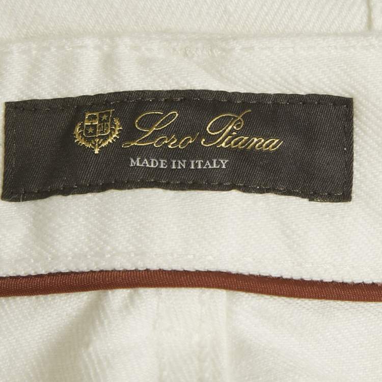 Pre Owned Loro Piana White Denim Wide Leg Jeans S Waist 25"