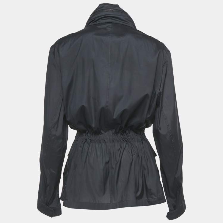 Pre Owned Loro Piana Navy Blue Silk Concealed Hood Travelers Jacket L