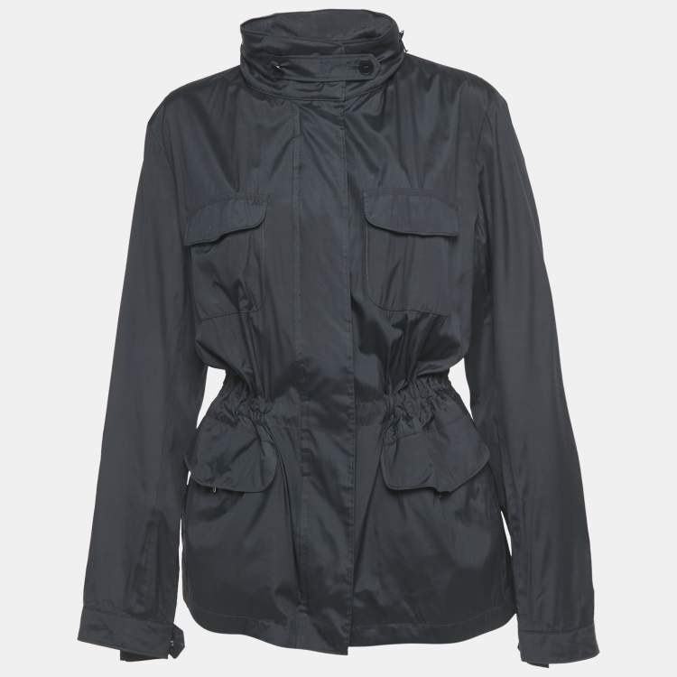 Pre Owned Loro Piana Navy Blue Silk Concealed Hood Travelers Jacket L