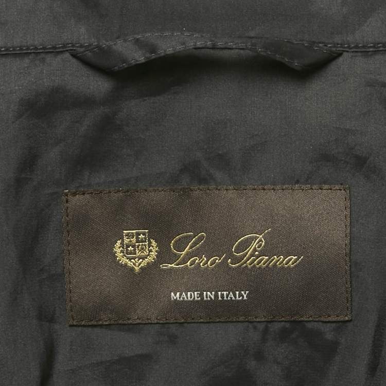 Pre Owned Loro Piana Navy Blue Silk Concealed Hood Travelers Jacket L