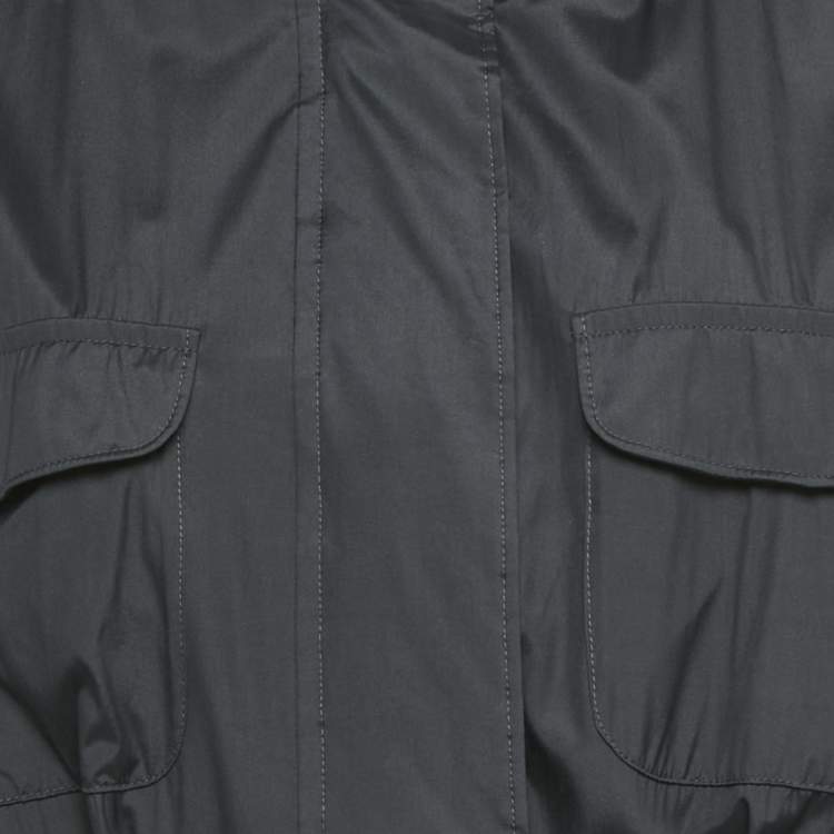 Pre Owned Loro Piana Navy Blue Silk Concealed Hood Travelers Jacket L