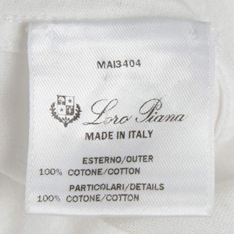 Pre Owned Loro Piana White Varsity Jersey T-Shirt XS