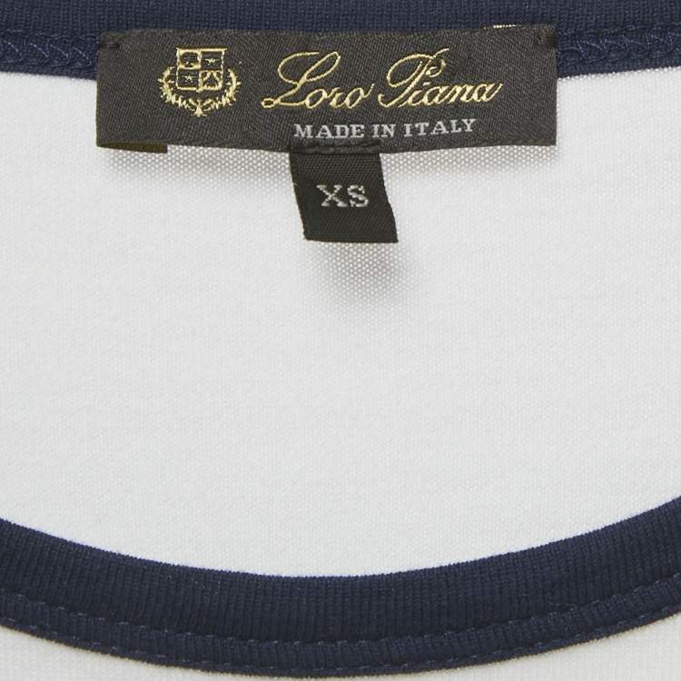 Pre Owned Loro Piana White Varsity Jersey T-Shirt XS