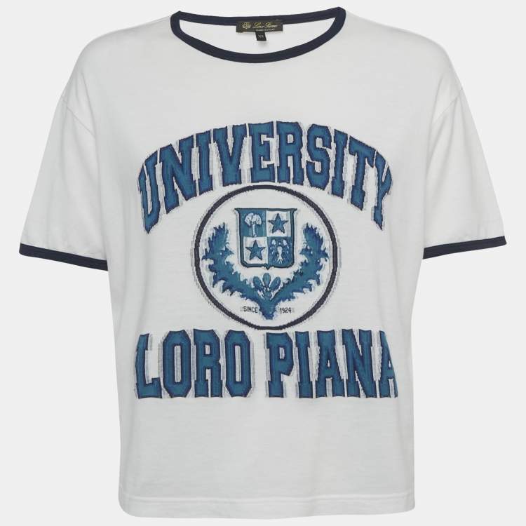 Pre Owned Loro Piana White Varsity Jersey T-Shirt XS