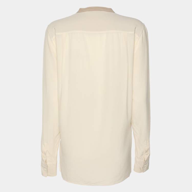 Pre Owned Loro Piana Cream Silk Button Front Shirt L