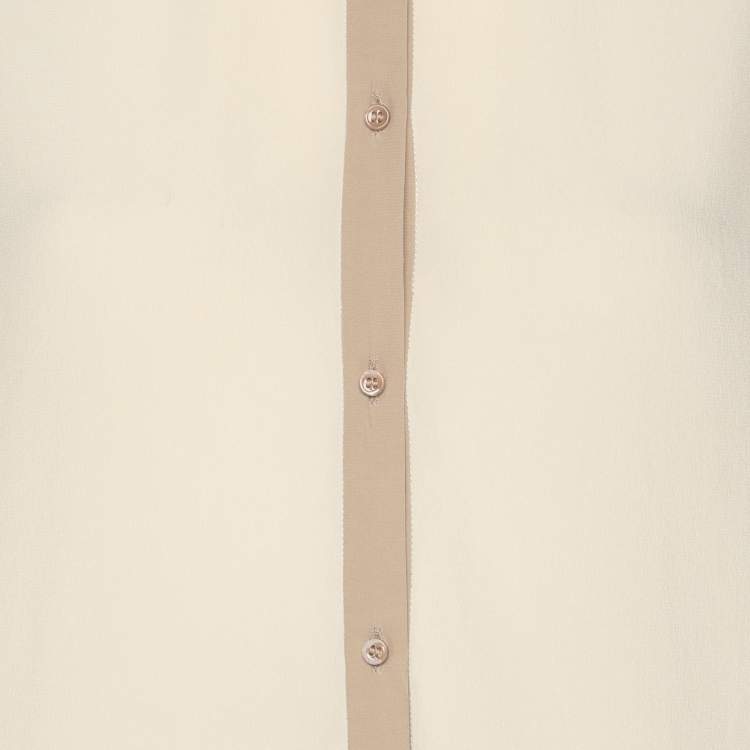 Pre Owned Loro Piana Cream Silk Button Front Shirt L