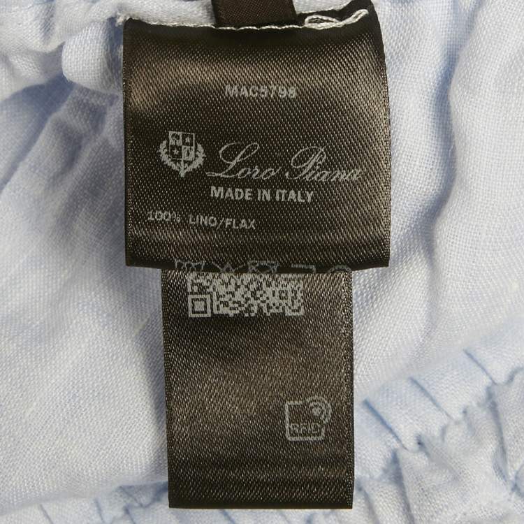 Pre Owned Lora Piana Light Blue Linen Wide Leg Graysen Trousers M