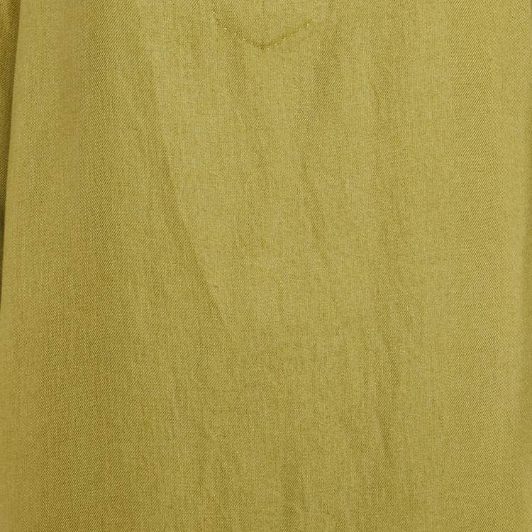 Pre Owned Loro Piana Green Embroidered Detail Linen Midi Dress S 