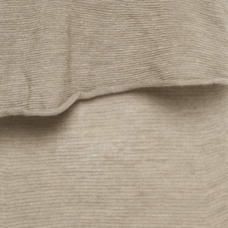 Pre Owned Loro Piana Beige Wool Blend Shoulder Wrap Maxi Skirt M