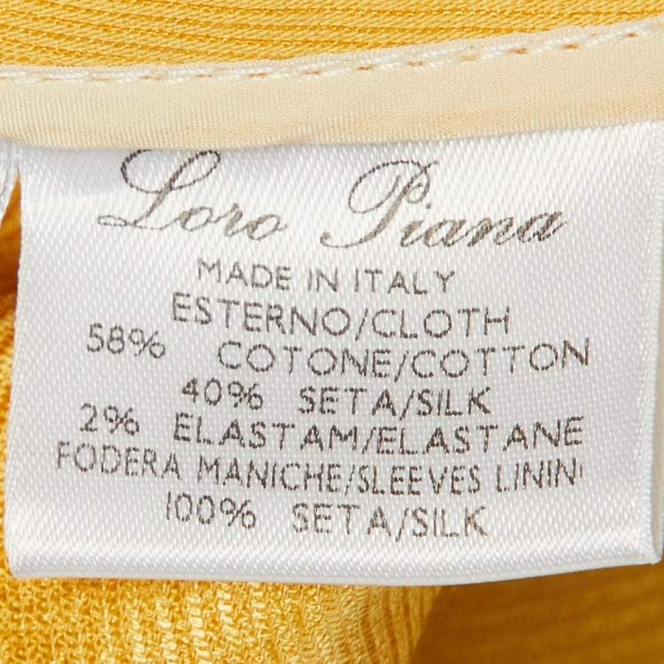 Pre Owned Loro Piana Yellow Cotton & Silk Button Front Jacket L