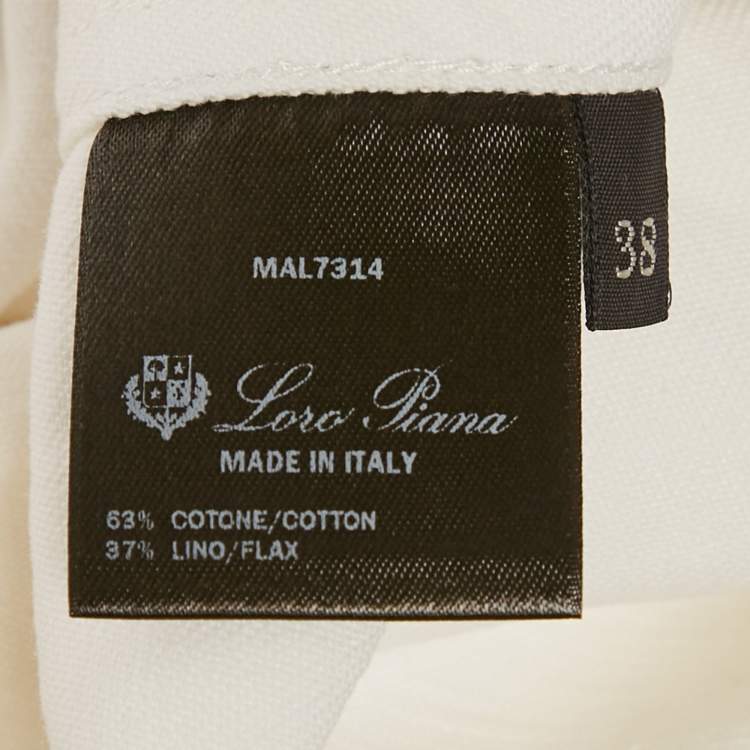 Pre Owned Loro Piana White Logo Embroidered Pocket Top S