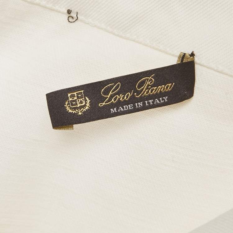 Pre Owned Loro Piana White Logo Embroidered Pocket Top S