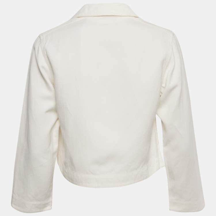 Pre Owned Loro Piana White Logo Embroidered Pocket Top S