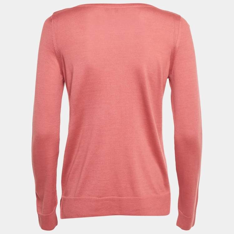 Pre Owned Loro Piana Pink Silk Knit Crewneck Sweater S