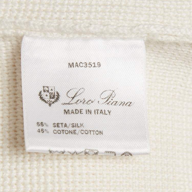 Pre Owned Loro Piana Off White Knit Zip -Up Jumper M