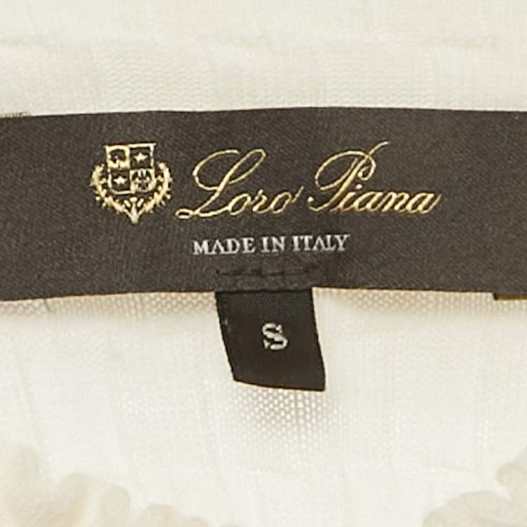 Pre Owned Loro Piana White Textured Jersey High-Neck Top S